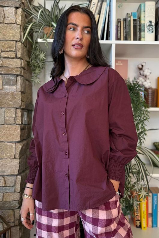 Paloma Tela Peter Pan Blouse Aubergine